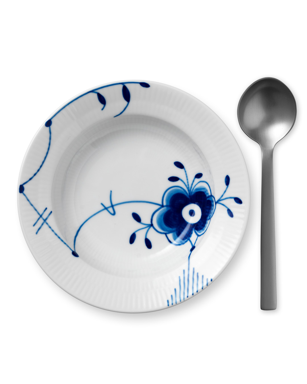 Elegant Blå Mega Riflet dyb tallerken, 17 cm - 2 stk
