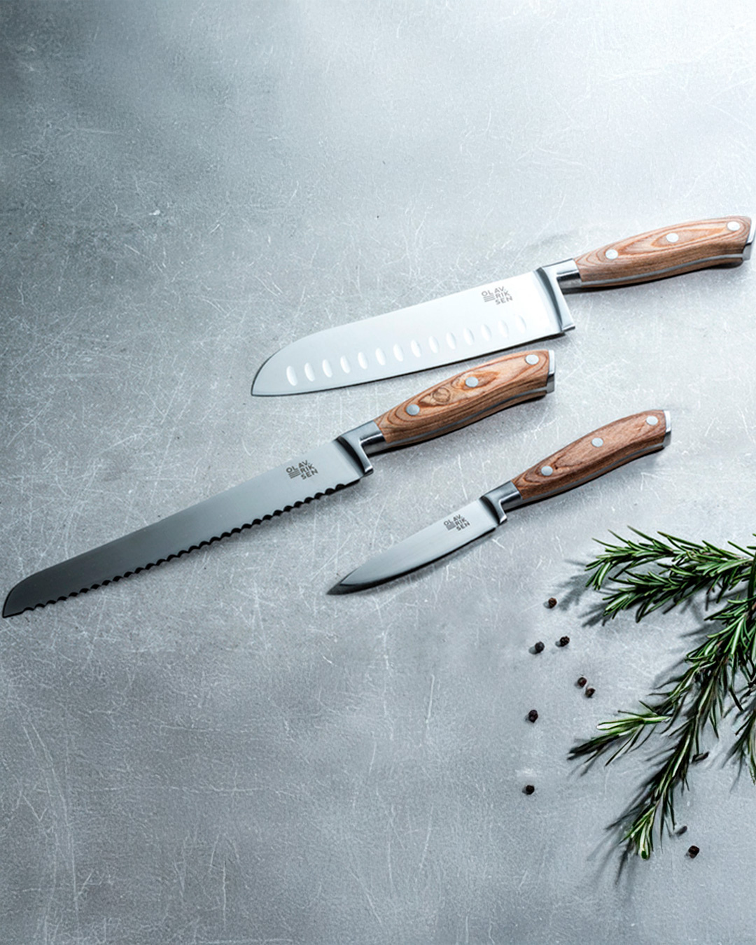 Eksklusive knive i tysk stål – 3 stk