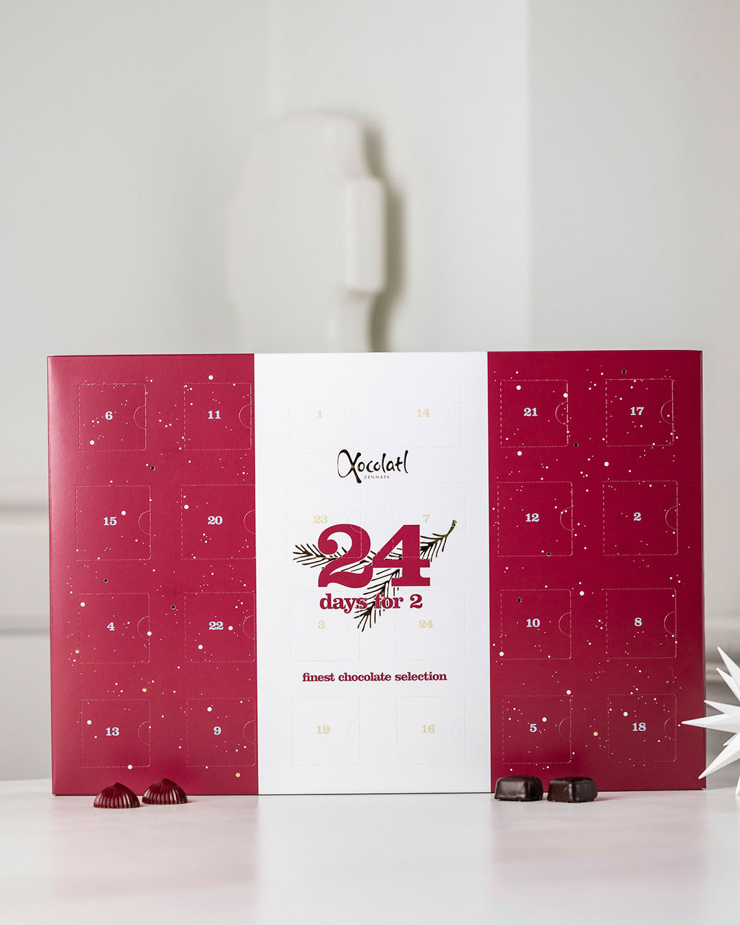 Smagfuld julekalender med chokolade for to - 420 g