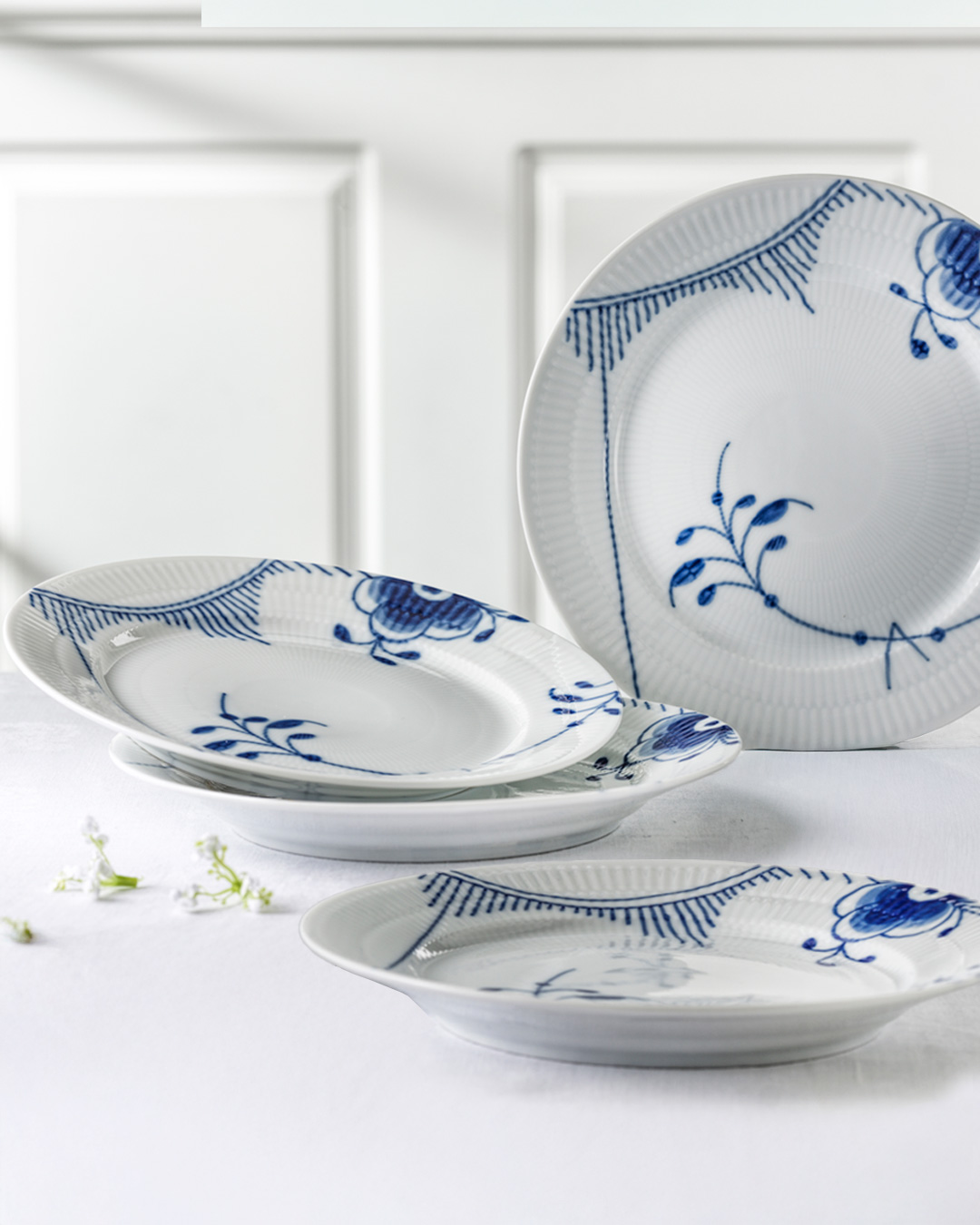 Elegant Blå Mega Riflet Tallerken, 27 cm – 4 stk.